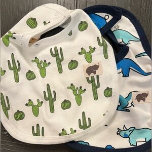 Monica & Andy 2 Piece Bib Set 100% Organic Cotton Snapping Buttons Brand New!